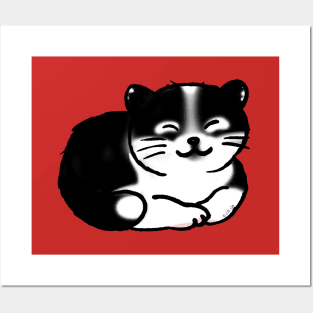 black and white cat Posters and Art